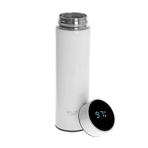 Termoska Adler s LED displejom 473 ml biela